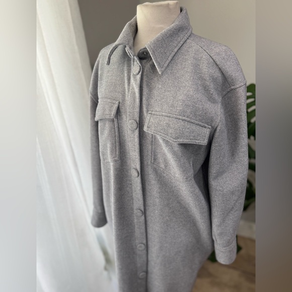 H&M Gray Longline Shacket / Shirt Dress – Size Small - Picture 2 of 4